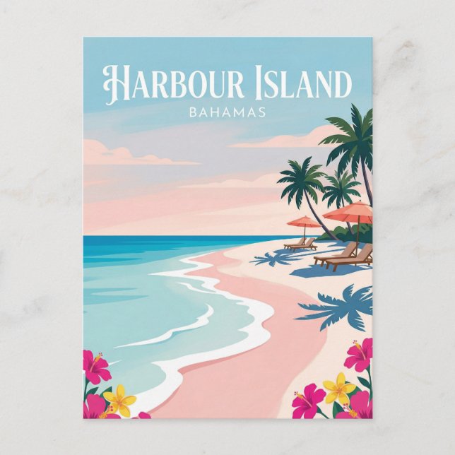 Carte Postale Plage de Pink Sands Bahamas (Devant)