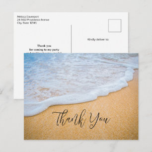 Carte Postale Plage de sable avec Merci de Surf en mousse