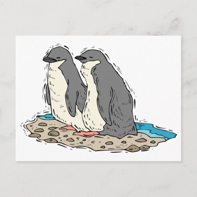 Carte Postale Plage de sable de Penguin Couple (Devant)