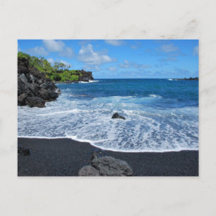 Carte Postale Plage de sable noir, Parc d'état de Waianapanapa, 