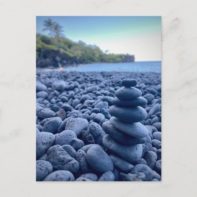 Carte Postale Plage de sable noir, Parc national de Waianapanapa (Devant)