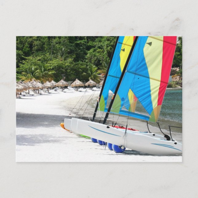 Carte Postale Plage de sable sur l'île de Sainte-Lucie (Devant)