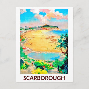 Carte Postale Plage de Scarborough, paysage, voyage vintage