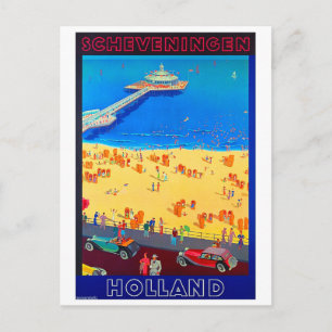 Carte Postale Plage de Scheveningen, Hollande, voyage vintage