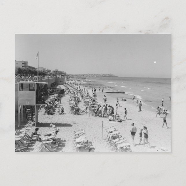 Carte Postale Plage de Tel Aviv dans les années 30  (Devant)