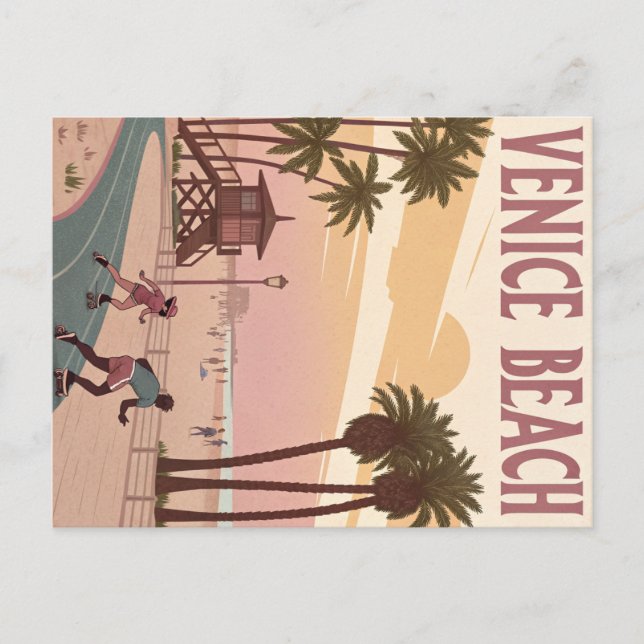 Carte Postale Plage de Venice Skaters en Retro (Devant)