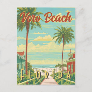 Carte Postale Plage de Vero Floride Plage Vintage de Palm Tree