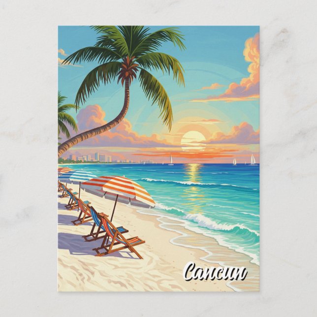 Carte Postale Plage de voyage de Cancun Mexique (Devant)