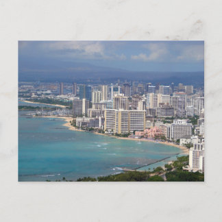 Carte Postale Plage de Waikiki et vue panoramique sur la skyline