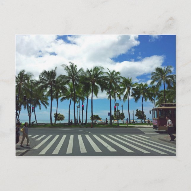 Carte Postale Plage de Waikiki Hawaï (Devant)