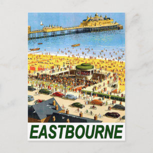 Carte Postale Plage d'Eastbourne, vue sur la baie, voyage vintag