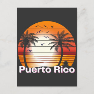 Carte Postale Plage d'été Porto Rico Vintage Palm Trees