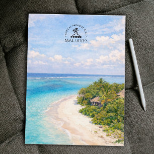 Carte Postale Plage du Paradis Tropical, Maldives Aquarelle