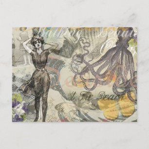 Carte Postale Plage du poulpe Antique Steampunk côtier