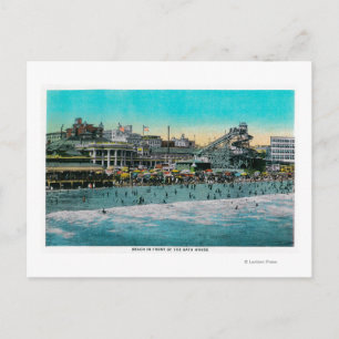 Carte Postale Plage en face du Bath House, Long Beach