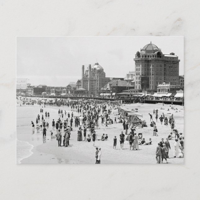 Carte Postale Plage et promenade d'Atlantic City, 1910 (Devant)