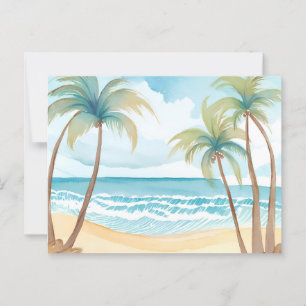 Carte Postale Plage Hawaïenne Aquarelle Tropicale Arbre Palmie