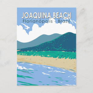 Carte Postale Plage Joaquina Art de voyage Vintage Brésil