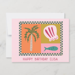 Carte Postale Plage JOYEUX ANNIVERSAIRE Moderne Mignon Nom PERSO