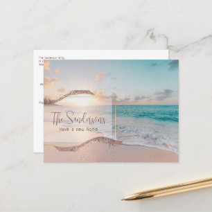 Carte Postale Plage moderne Moving Home Faire-part