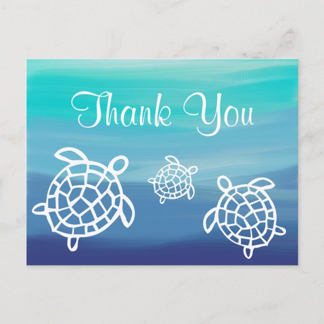 Carte Postale Plage Ocean Honu Tortues Merci (Devant)