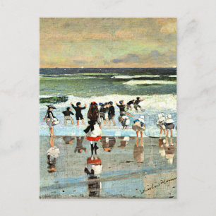 Carte Postale Plage, peinture vintage d'art,