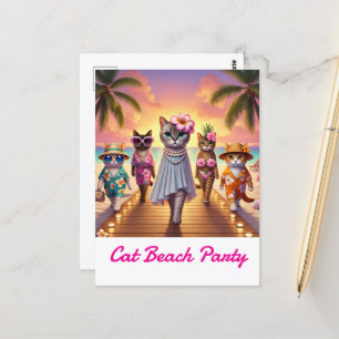 Carte Postale Plage pour Amoureux de les chats Hawaii thème