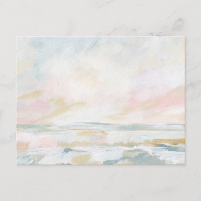 Carte Postale Plage rose pâle Art marin (Devant)
