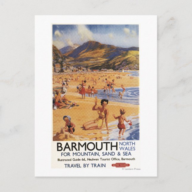 Carte Postale Plage Scène mère et enfants British Rail (Devant)