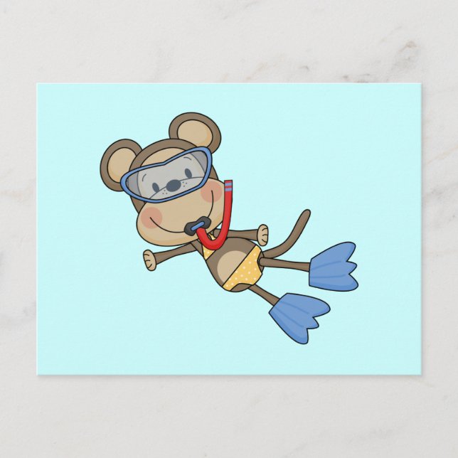 Carte Postale Plage Singe Snorkeling Tshirts et cadeaux (Devant)