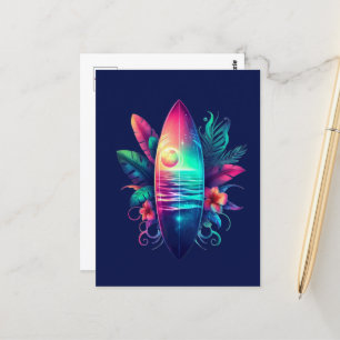 Carte Postale Plage Tropical Surboard