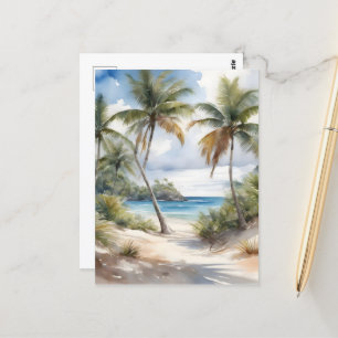 Carte Postale Plage tropicale avec palmiers