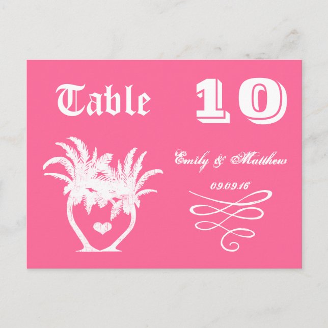 Carte Postale Plage tropicale Pink Island Palm Tree Mariage (Devant)