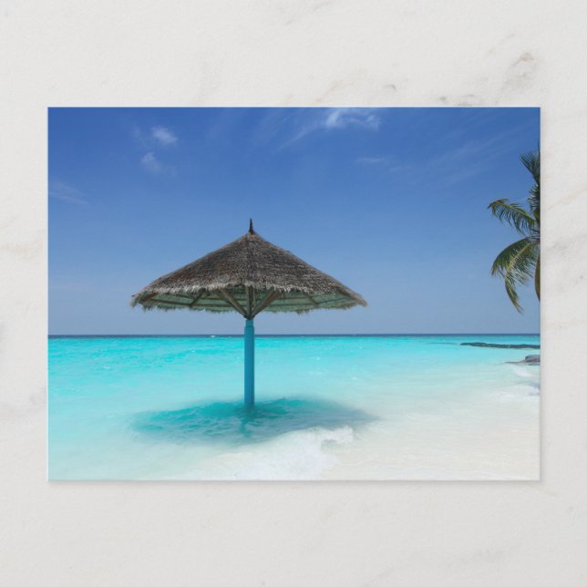 Carte Postale Plage tropicale pittoresque avec parapluie de chau (Devant)