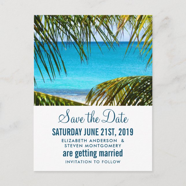 Carte Postale Plage tropicale romantique Turquoise Enregistrer l (Devant)