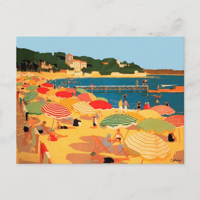 Carte Postale Plage vintage Côte d'Azur (Devant)