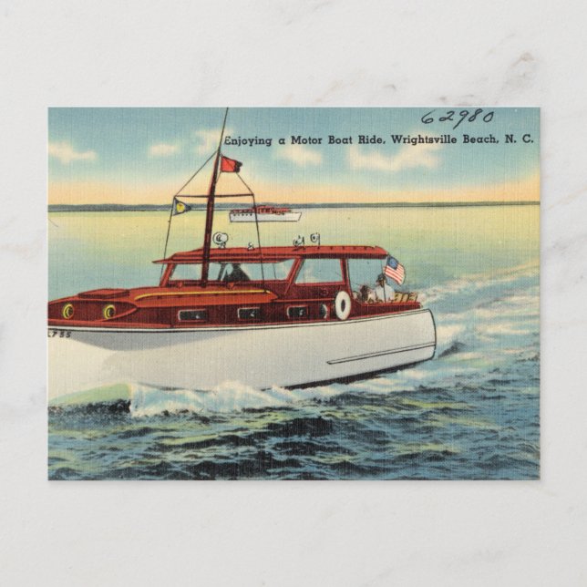 Carte Postale Plage vintage de Wrightsville, Caroline du Nord (Devant)