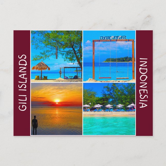 Carte Postale plages des îles Gili (Devant)