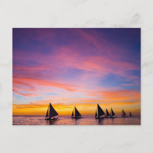 Carte Postale Plages tropicales   Voiliers au coucher du soleil,