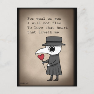 Carte Postale Plague Doctor Médiéval Amour Poème Déplaisant mign