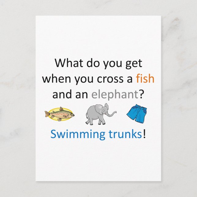 Carte Postale Plaisanterie des Trunks de natation (Devant)