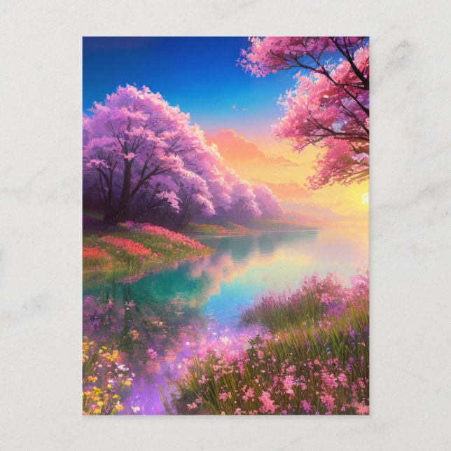 Carte Postale Plaisir floral au bord du lac (Devant)