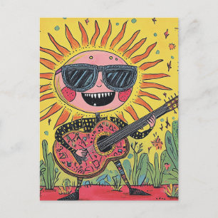 Carte Postale Plaisir Musical Sunshine Jouer Guitare