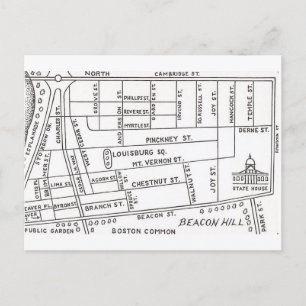 Carte Postale Plan de Beacon Hill à Boston