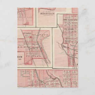 Carte Postale Plan de Cambridge City, Wayne Co avec Newport