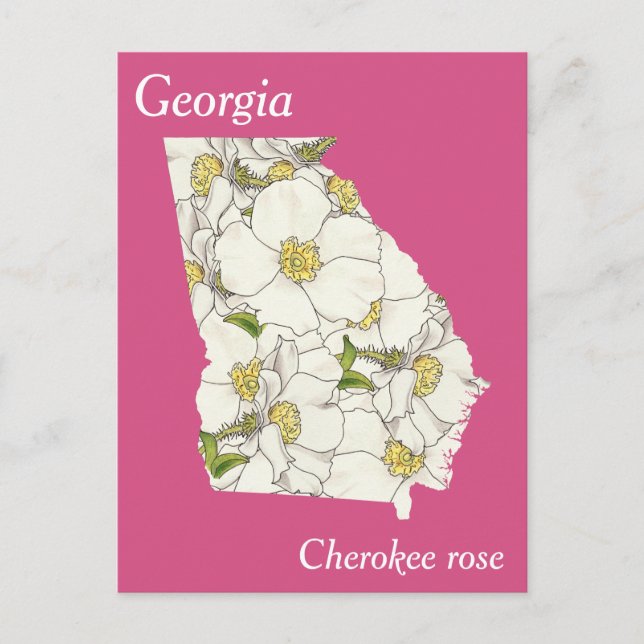 Carte Postale Plan de collage des fleurs de l'État de Géorgie (Devant)