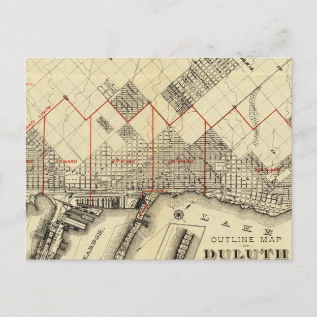 Carte Postale Plan de Duluth et des banlieues (Devant)