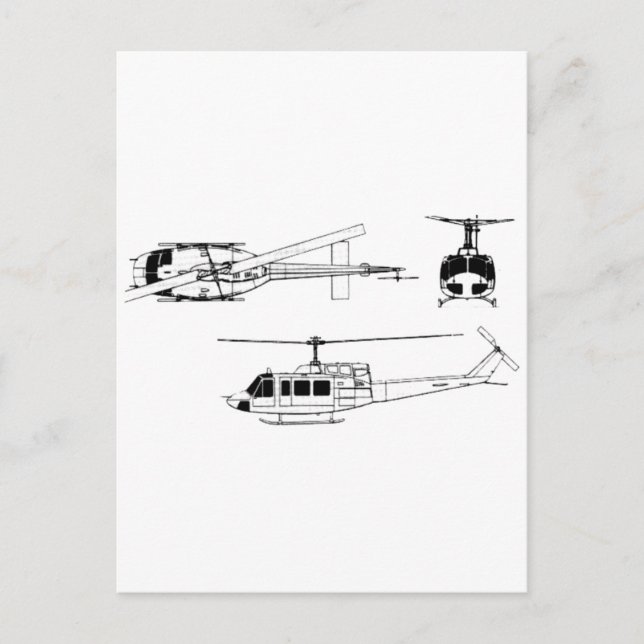 Carte Postale Plan directeur UH1 Huey (Iriquois) (Devant)