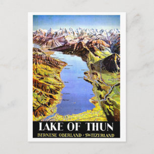 Carte Postale Plan du lac de Thun, Oberland bernois, Suisse
