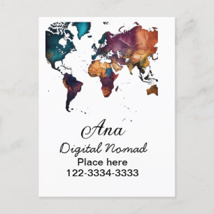 Carte Postale Plan du monde ajouter votre nom texte place téléph